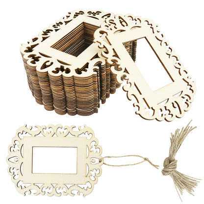 24 Pieces Unfinished Wood Picture Frames, 4.3 x 5.9 Inch Wooden Photo Frame with Jute Rope for Decoration, Crafts, DIY Painting Project, Display and Holds Pictures