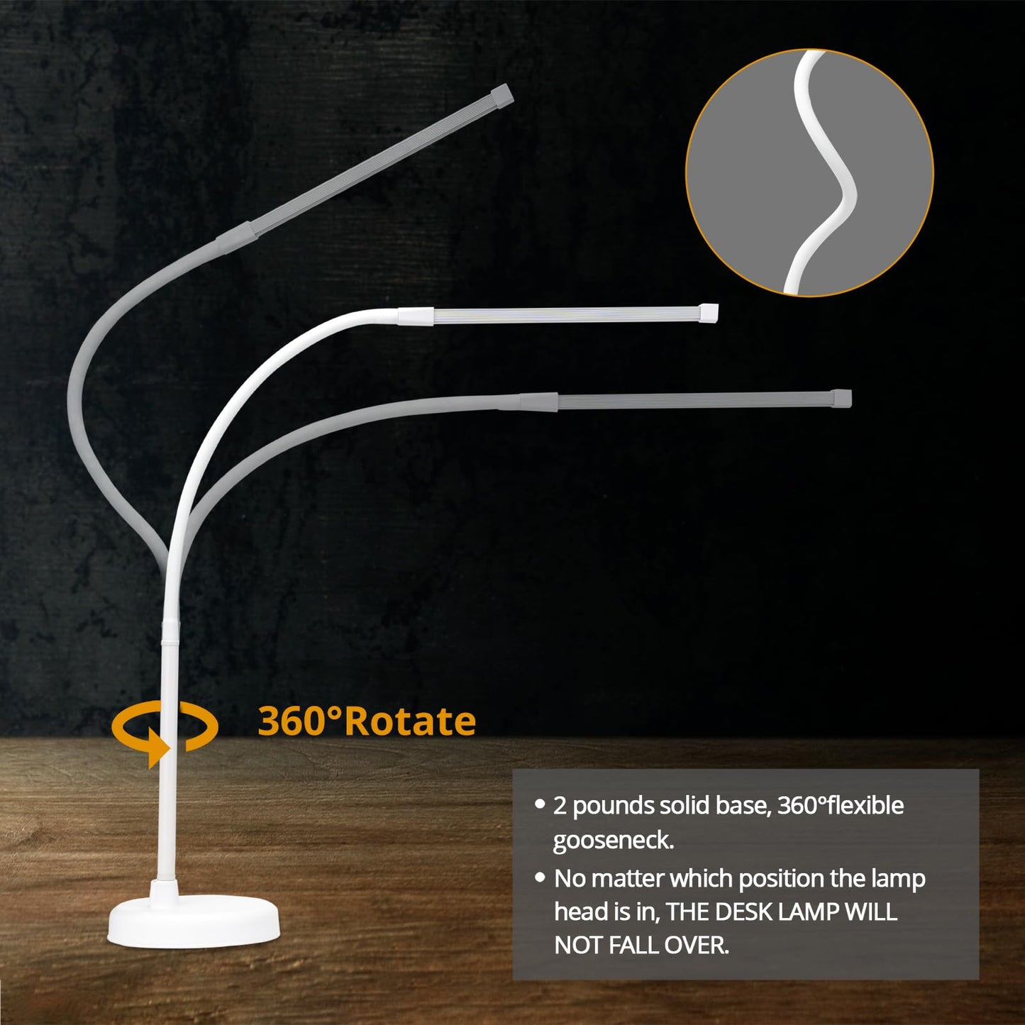 LED Desk Lamp, Swing Arm Architect Task Lamp with Long Flexible Gooseneck, Heavy Base, 3 Color Modes, 10 Brightness Levels, and USB Adapter, Desk Light for Home/Office/Drafting/Reading