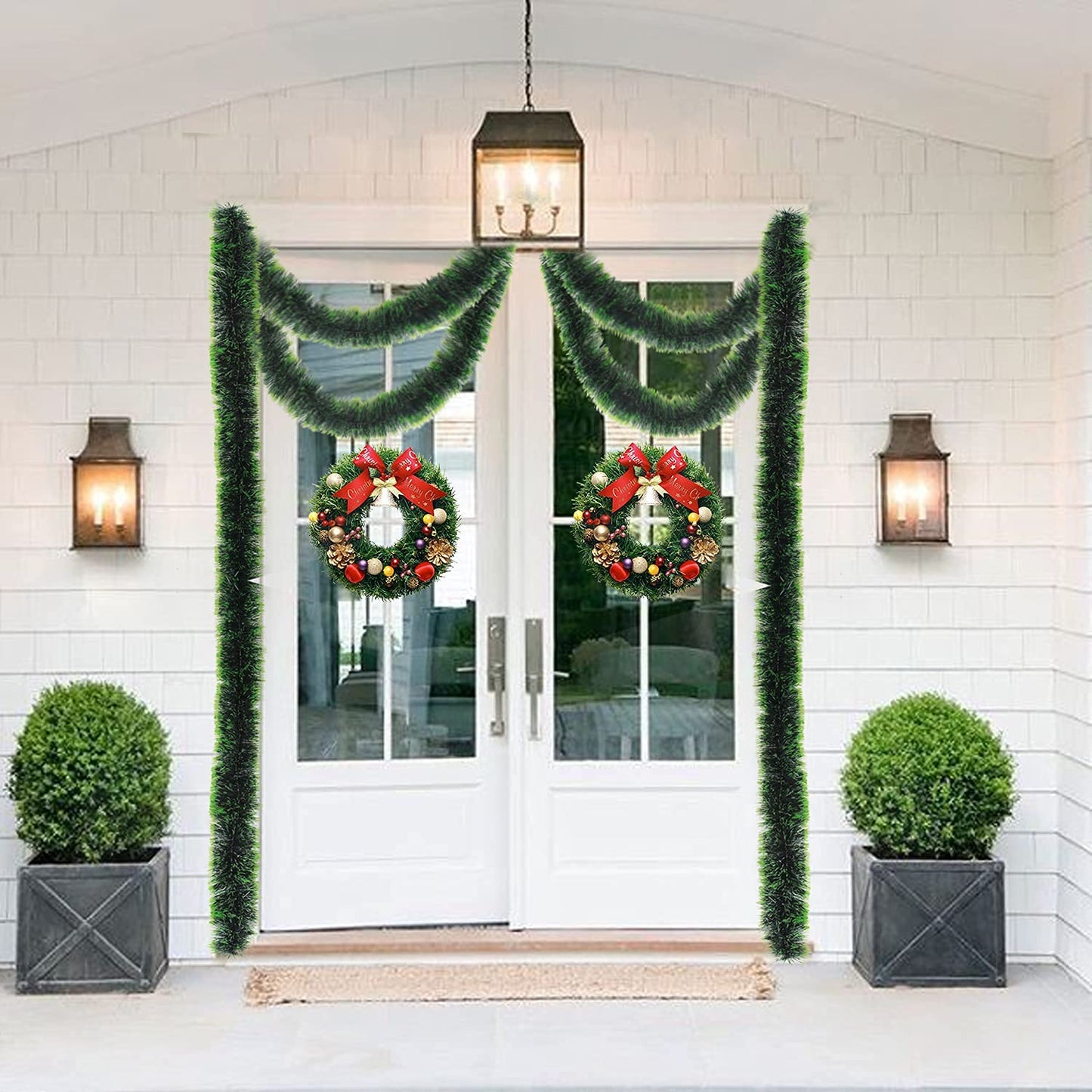 32.8 Ft Christmas Tinsel Garland,Dark Green Glittering Decoration for Xmas Tree Party Wedding Supplies