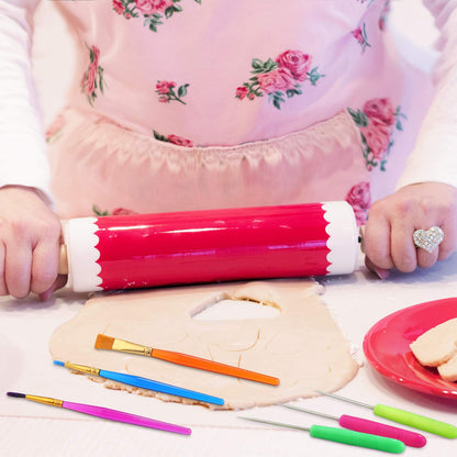 14 Pcs Cookie Decorating Tools Set Fondant Cake Decorating Brushes Scribe Cookie Tool Sugar Stir Needle Baking Elbow and Straight Tweezers for Sprinkles Supplies for Fondant