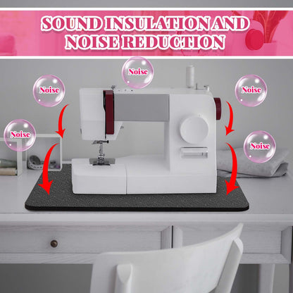 2 Pcs Sewing Machine Muffling Mat Pedal Sewing Mat Reduce Vibrations Noise No Slip Machine Accessories for Quilting(15" X 20" and 9" X 14",Black)