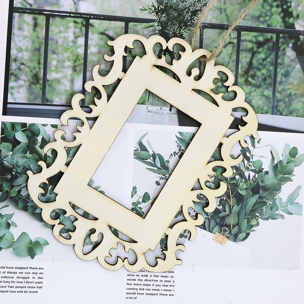 24 Pieces Unfinished Wood Picture Frames, 4.3 x 5.9 Inch Wooden Photo Frame with Jute Rope for Decoration, Crafts, DIY Painting Project, Display and Holds Pictures
