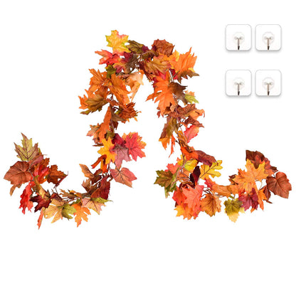 2 Pack Fall Maple Leaf Clearance, 5.9Ft/Piece Hanging Vine Garland Artificial Autumn Foliage Thanksgiving Decor for Home Wedding Fireplace Party Christmas