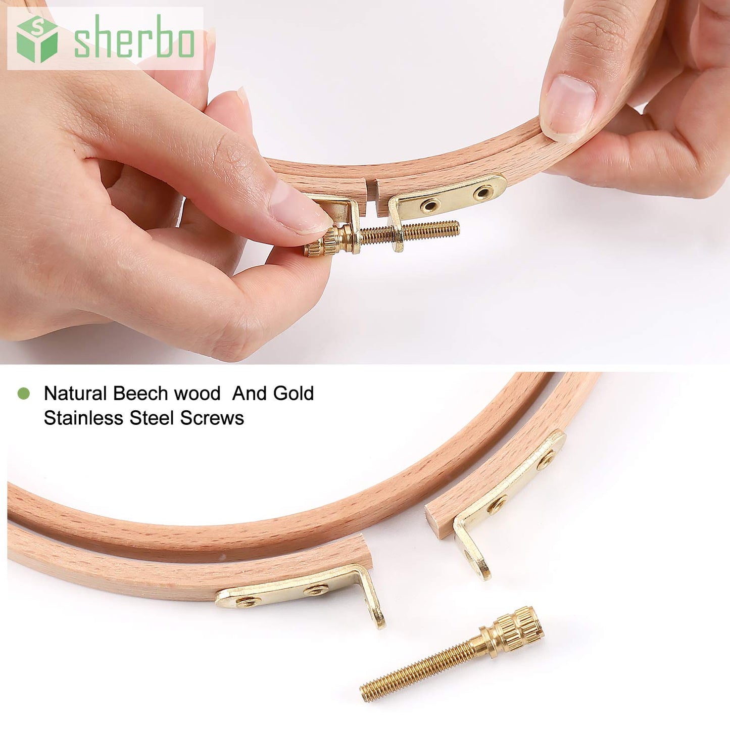 3 Pieces Beech Wood Embroidery Hoops Set by 4 Inch to 6 Inch Circle Hoop Ring Cross Stitch Cotton for DIY Embroidery Floss Starter of Sewing Art Kits Crafts