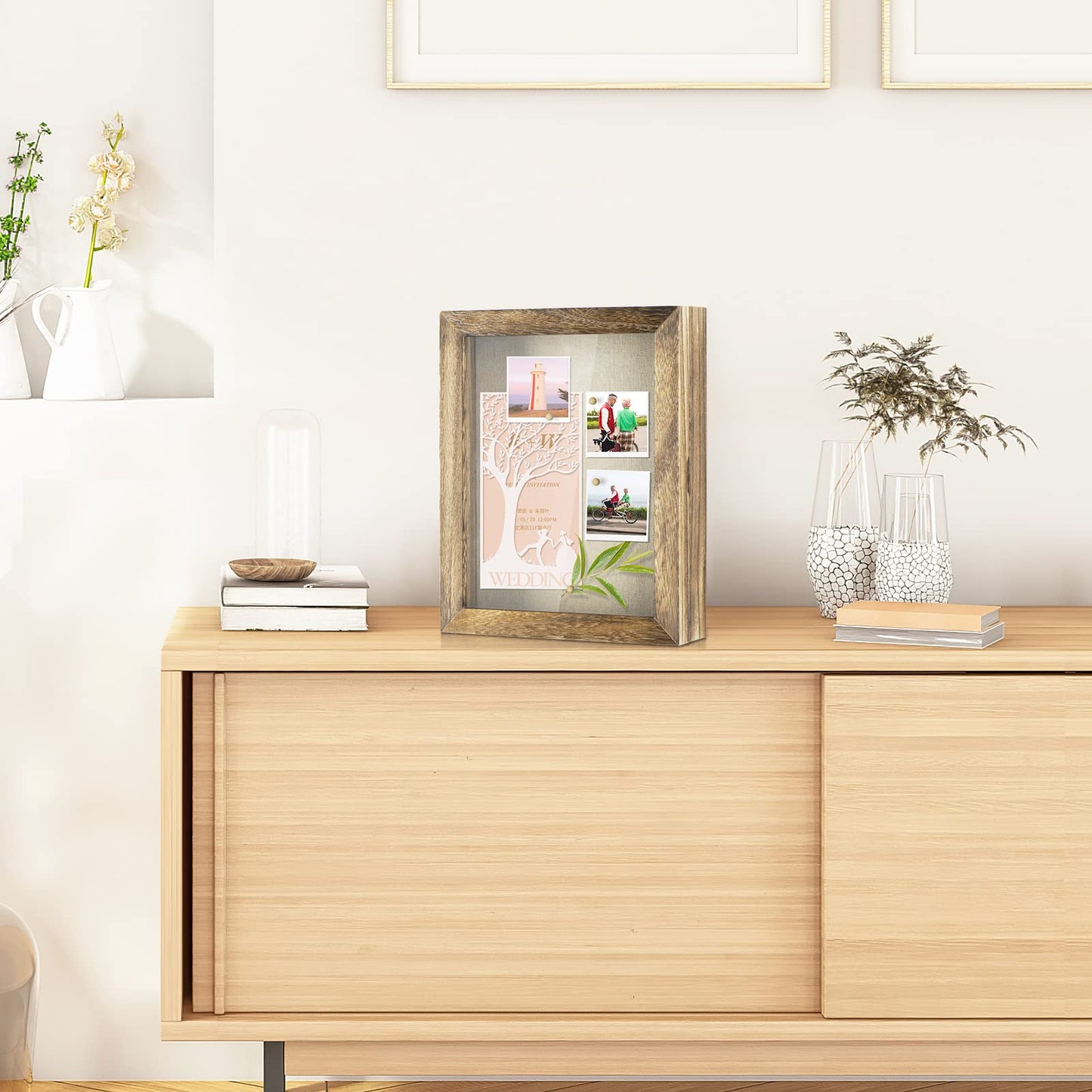 Shadow Box Frame 8x10 Shadow Box Display Case with Linen Back Memorabilia Awards Medals Photos Memory Box Gift Carbonized Black