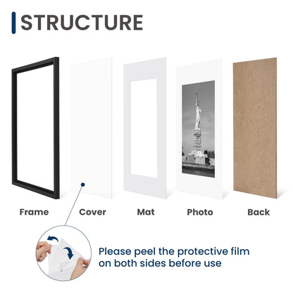 11x17 Picture Frame, Display Poster 8x12 with Mat or 11 x 17 Without, Wall Gallery Photo Frames, Black, 2 Pack