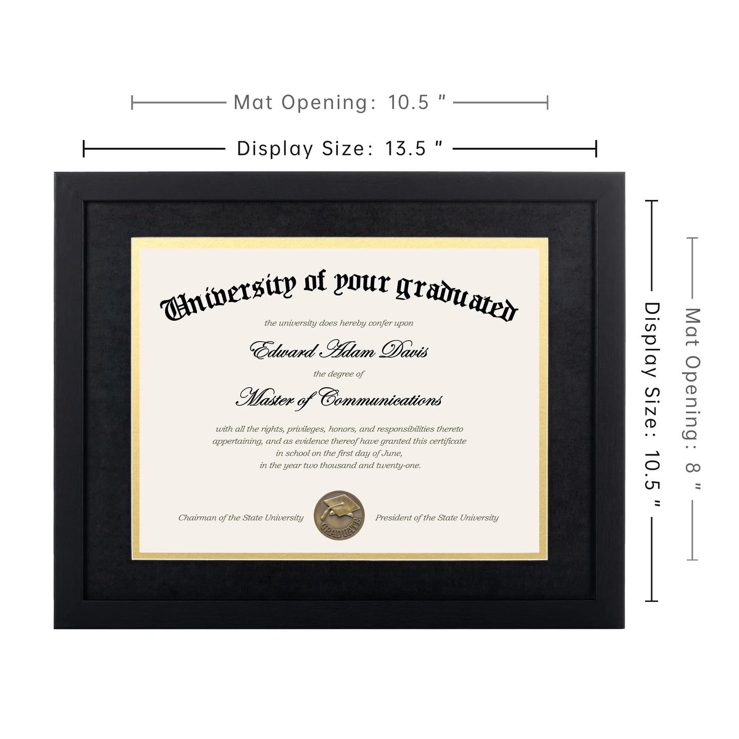 11x14 Diploma Frame Certificate Degree Document Frame with High Definition Glass, 8.5 x 11 with Mat for Wall and Tabletop, Black, 2 Pack