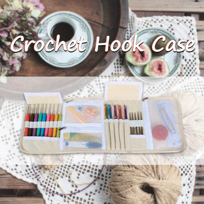 Crochet Hook Case, Roll Bag Holder Organizer for Various Crochet Needles and Knitting Accessories, Compact and All-in-Place, Animal World