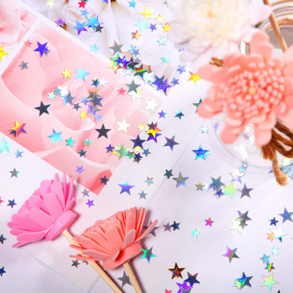60g Star Confetti Glitter Table Confetti Metallic Foil Stars for Party Wedding Festival Decorations(Holographic Silver,10mm and 6mm)