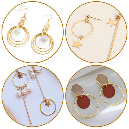 Earrings Beading Hoop for Jewelry Making,   Earrings Findings Hoops Earring Charms Open Bezel Pendant Frame for DIY Craft,Earring Necklace,Crafts Supplies (60 pcs (Round/Square/Hexagon))