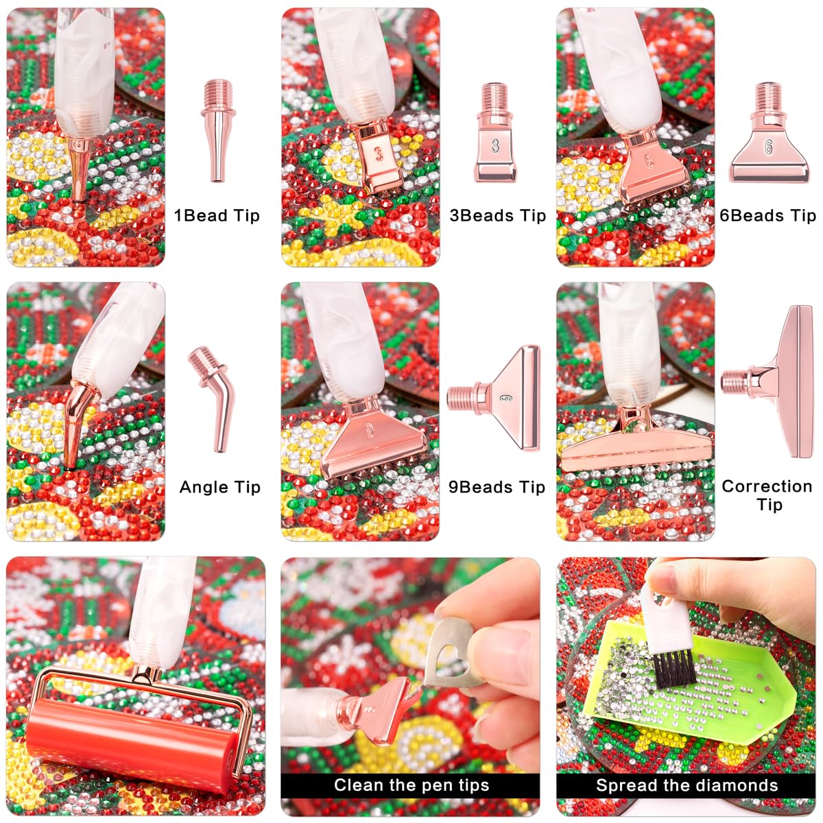 Do Ergonomic Diamond Painting Art Drill Bead Dot Pen Kit with Screw Steel Silver Metal Tip Nibs Placers Roller Tool Accessories for 5D Diamond Paint Purple