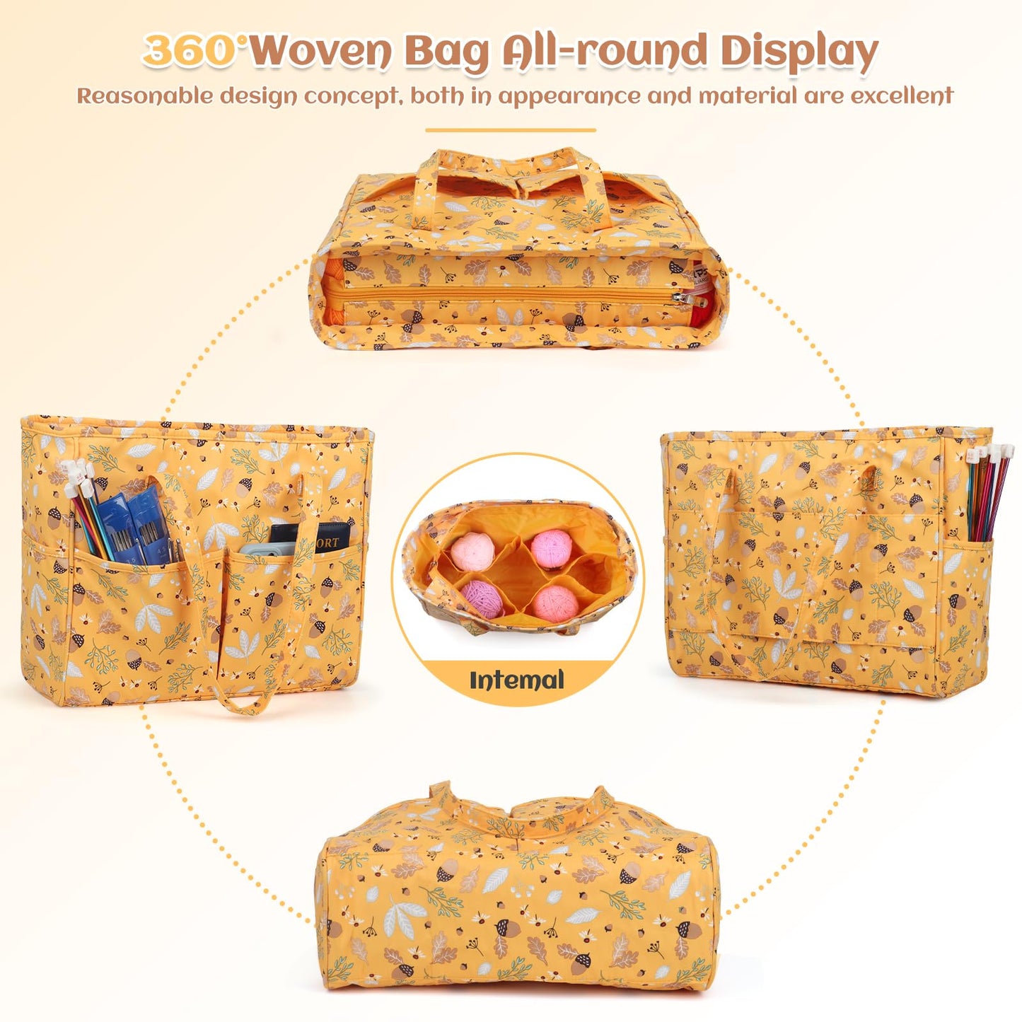 Crochet Tote Bag for DIY Lovers - Lightweight Yarn Storage & Travel Bag for Knitting, Crochet & Crafting Kits