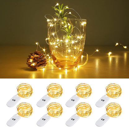 Fairy Lights Battery Operated 20 LED Mini String Lights, Small Pixie Lights for Mason Jars, Crafts, DIY Wedding Party Centerpieces, Bedroom Wall Vines Holiday Garland, 8 Pack