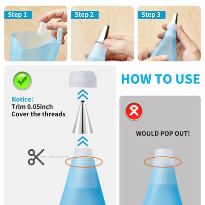 Reusable Piping Bags and Tips Set, Cake Decorating Tools with Icing Pastry Bags, Icing Bags Tips, Couplers and Frosting Bags Ties for Cookie Cupcakes