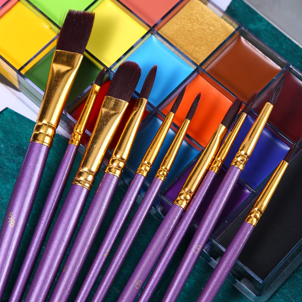 Face Body Paint Oil Makeup Set, 20 Colors FX Halloween Party Painting with Stainless Steel Mixing Palette and Spatula Tool,10 pcs Artist Paintbrushes,Tattoo Stencil Arts Crafts kit