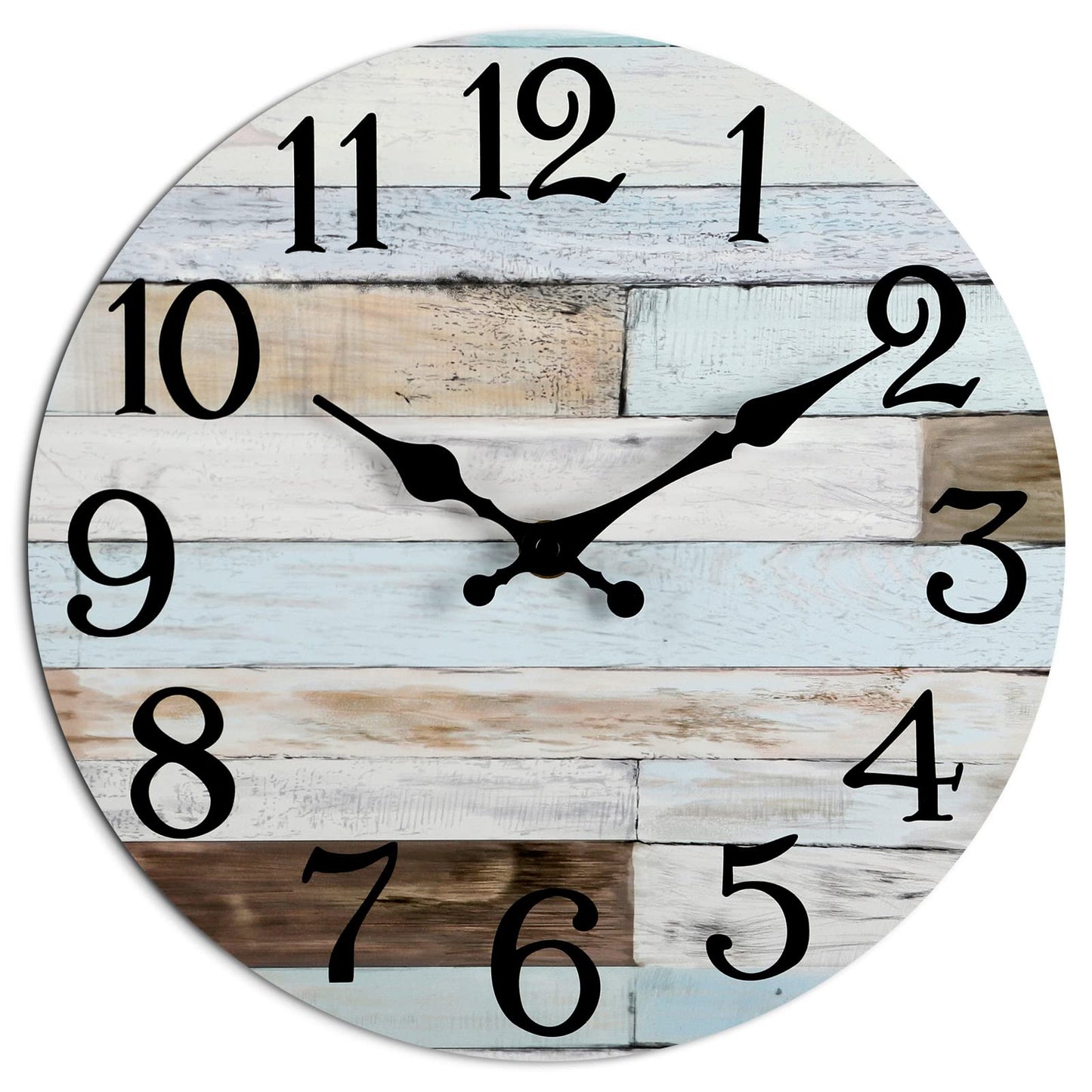 Wall Clock Battery Operated 10 Inch Silent Non-Ticking Coastal Country Style Decorative for Living Room, Kitchen, Home,Bathroom, Bedroom, Laundry Room