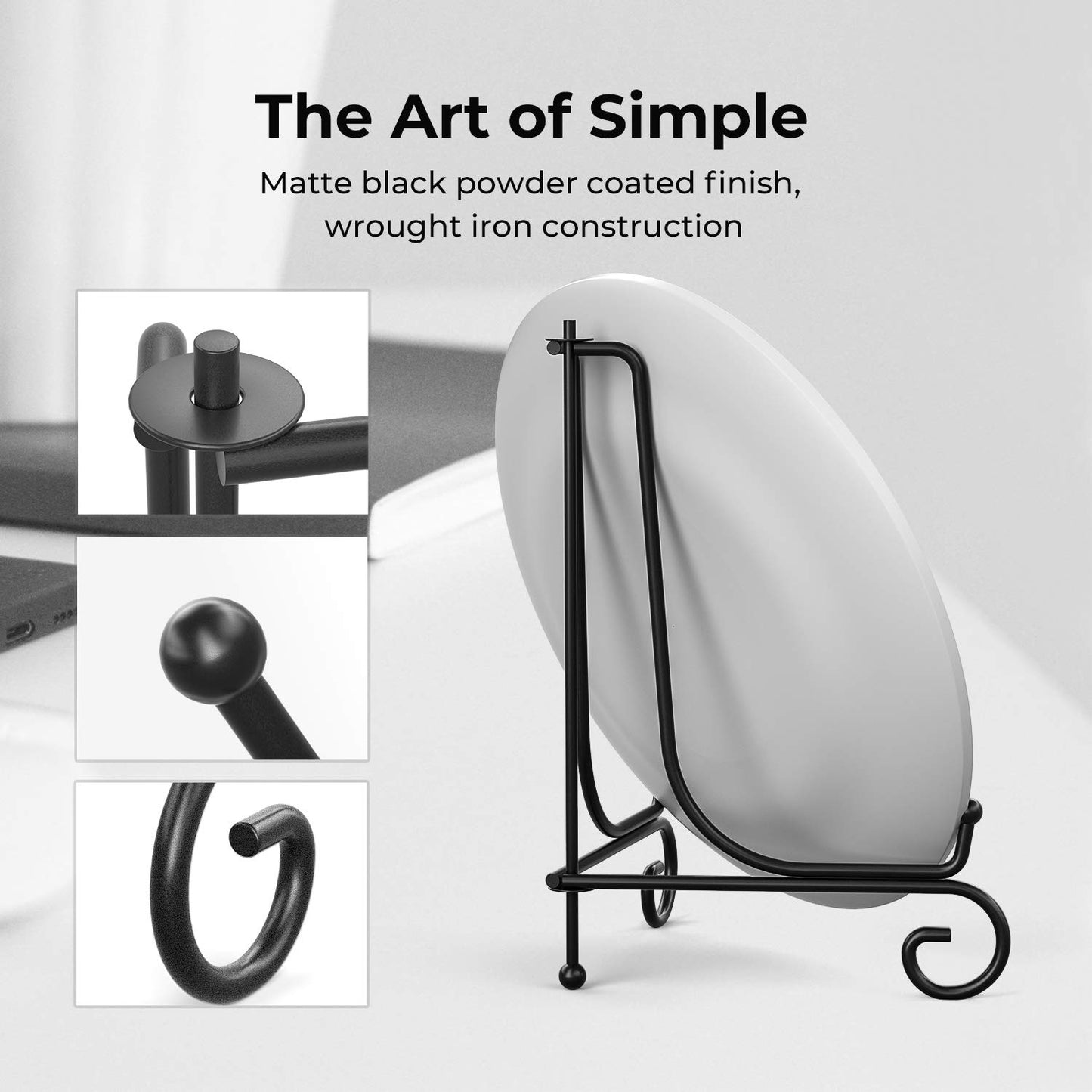 Plate Stands for Display - 8 Inch Plate Holder Display Stand + Metal Easel Stand for Picture Frame, Decorative Plates, Book, Photo, Collectibles (2 Pack)