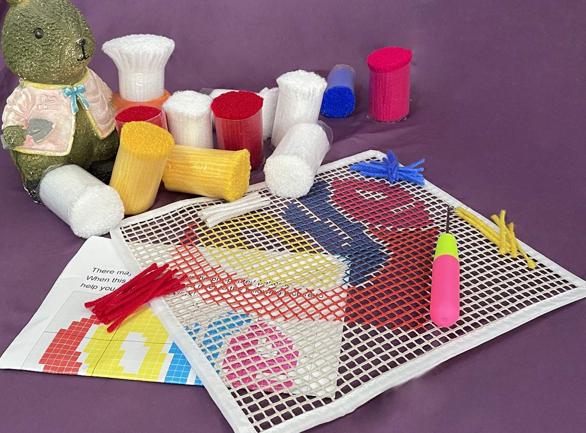 Latch Hook Kits for Adults Kids,Soft Simple Embroidery DIY Latch Hook Craft Kit with Printed Pattern Include Latch Hook10x10 Inch (Love)