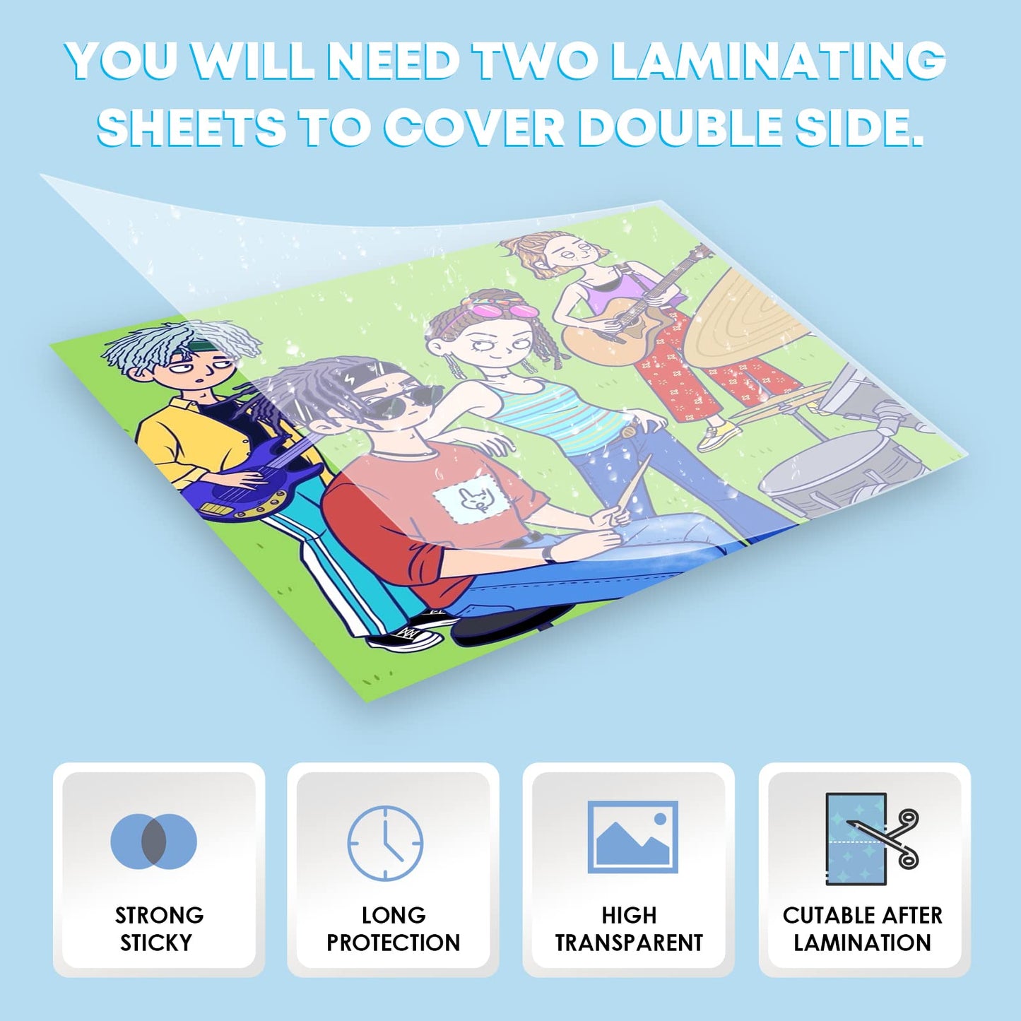 Self-Adhesive Laminating Sheets - 20 Clear Sheets, 9 x 12 Inches, No Machine Needed