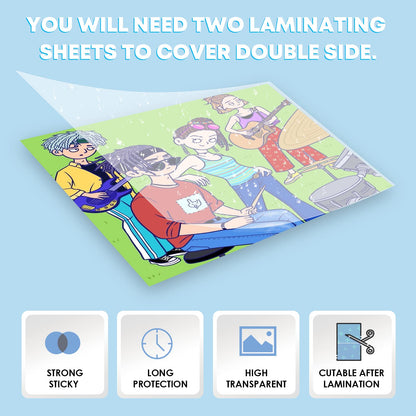 Self-Adhesive Laminating Sheets - 20 Clear Sheets, 9 x 12 Inches, No Machine Needed