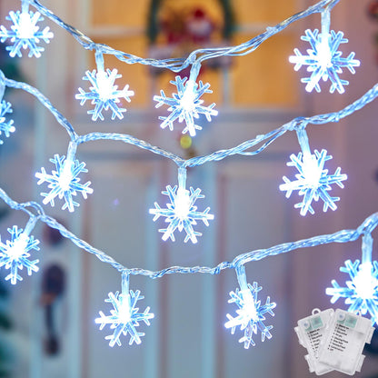 Christmas Snowflakes Light, Snowflakes Holiday Lights with Battery Operated, Waterproof Shatterproof Snowflake Decorative Xmas Fairy Lights for Outdoor Xmas Decor (Pure White, 2 Pack)