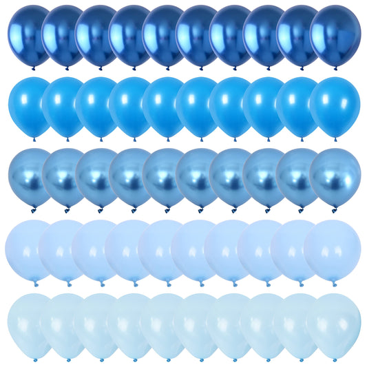 Blue Balloon Set, 60 Packs 12 Inches Metallic Blue Balloons Pearl Blue Balloons Macaron Baby Blue Balloons Light Blue Balloons for Bridal Shower, Baby Shower, Birthday Party
