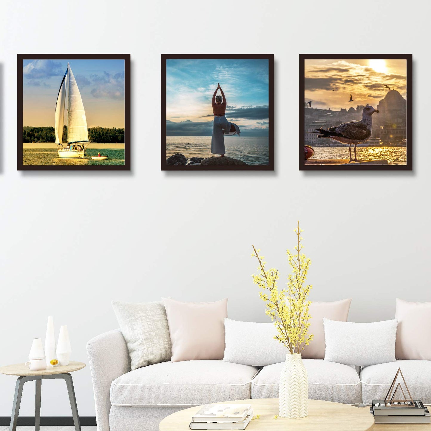 14x14 Frame Black With Mat 10x10 Solid Wood Picture Frames Wall Mounting (1 pack, 14x14 Inch)…