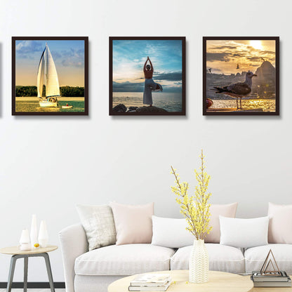 14x14 Frame Black With Mat 10x10 Solid Wood Picture Frames Wall Mounting (1 pack, 14x14 Inch)…