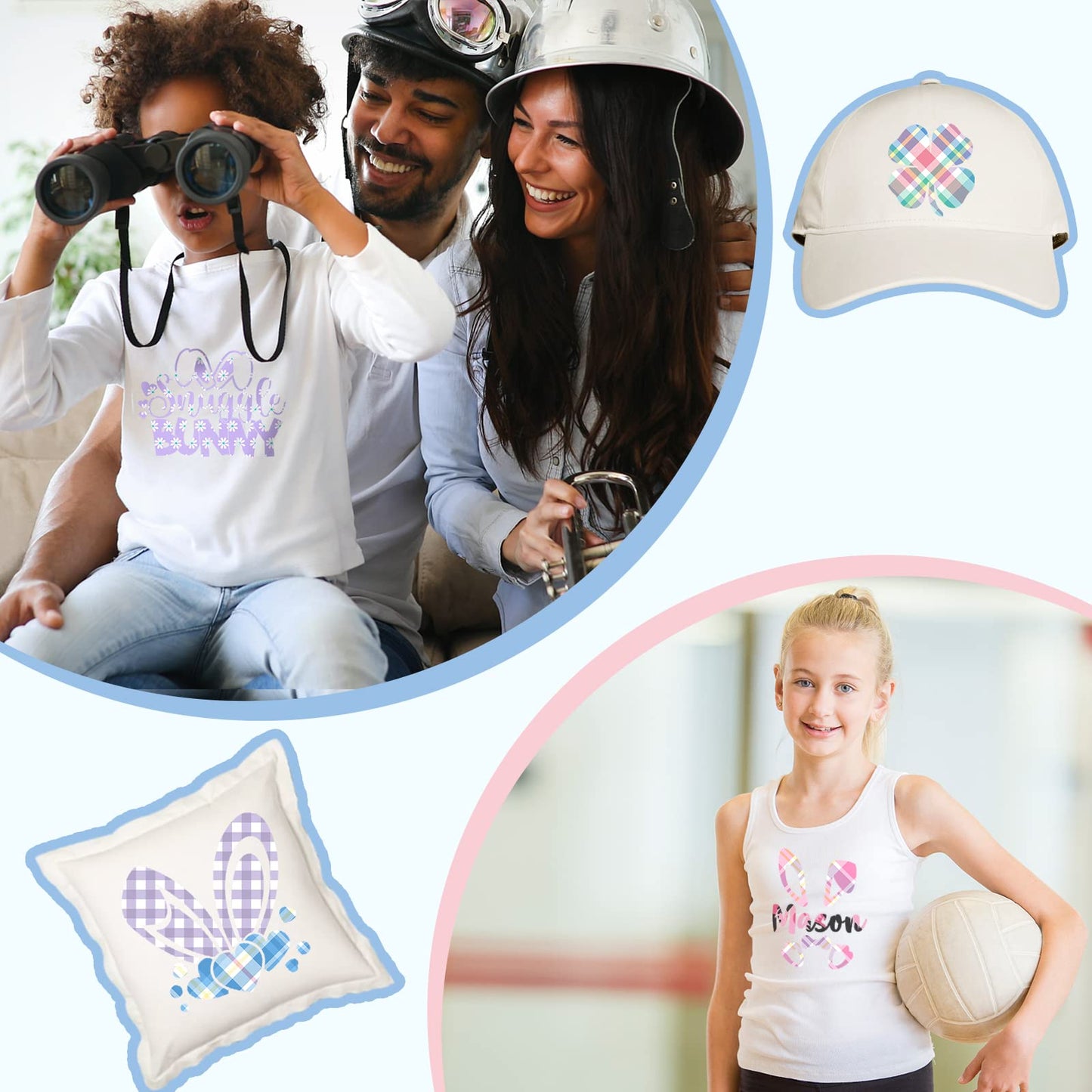 Plaid Heat Transfer Vinyl - 10 Sheets 12x10 Inches Pastel HTV for T-Shirts, Compatible with Cricut or Silhouette Cameo