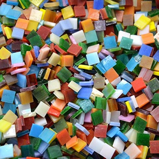 800 Pieces Mosaic Tiles Stained Glass - Assorted Colors for Art Craft and Home Decorations - 500g/1.1lb