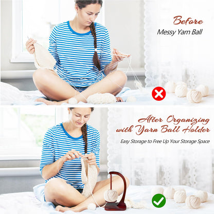 Wooden Yarn Holder for Knitting and Crocheting, Magnetic Yarn Ball Holder with Anti-Slip Pads, Yarn Holder Spinner for DIY Crafts, Crochet Gift for Knitting Lovers