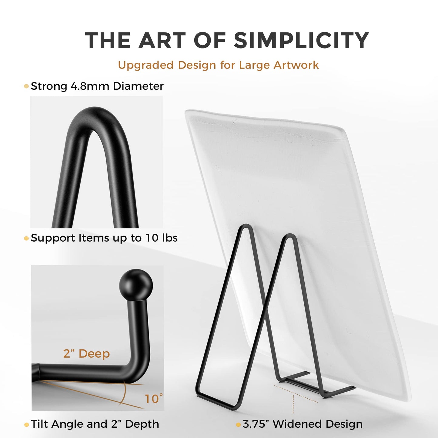 Plate Stands/Holder for Display, 8 Inch, Large, Metal Frame for Picture, Decorative Platter, Book, Photo Easel (2 Pack)