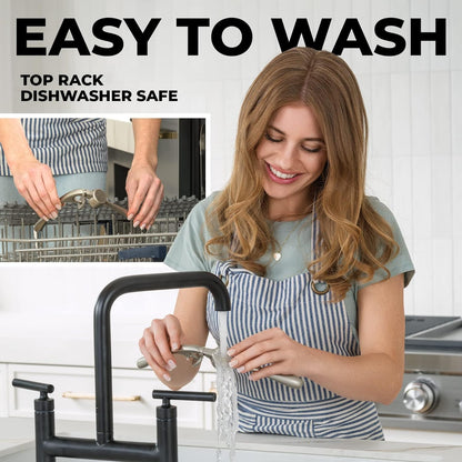 Kitchen Premium Garlic Press Set - Rust Proof & Dishwasher Safe Professional Garlic Mincer Tool - Easy-Squeeze, Easy-Clean with Soft, Ergonomic Handle - Silicone Garlic Peeler & Brush (Silver)