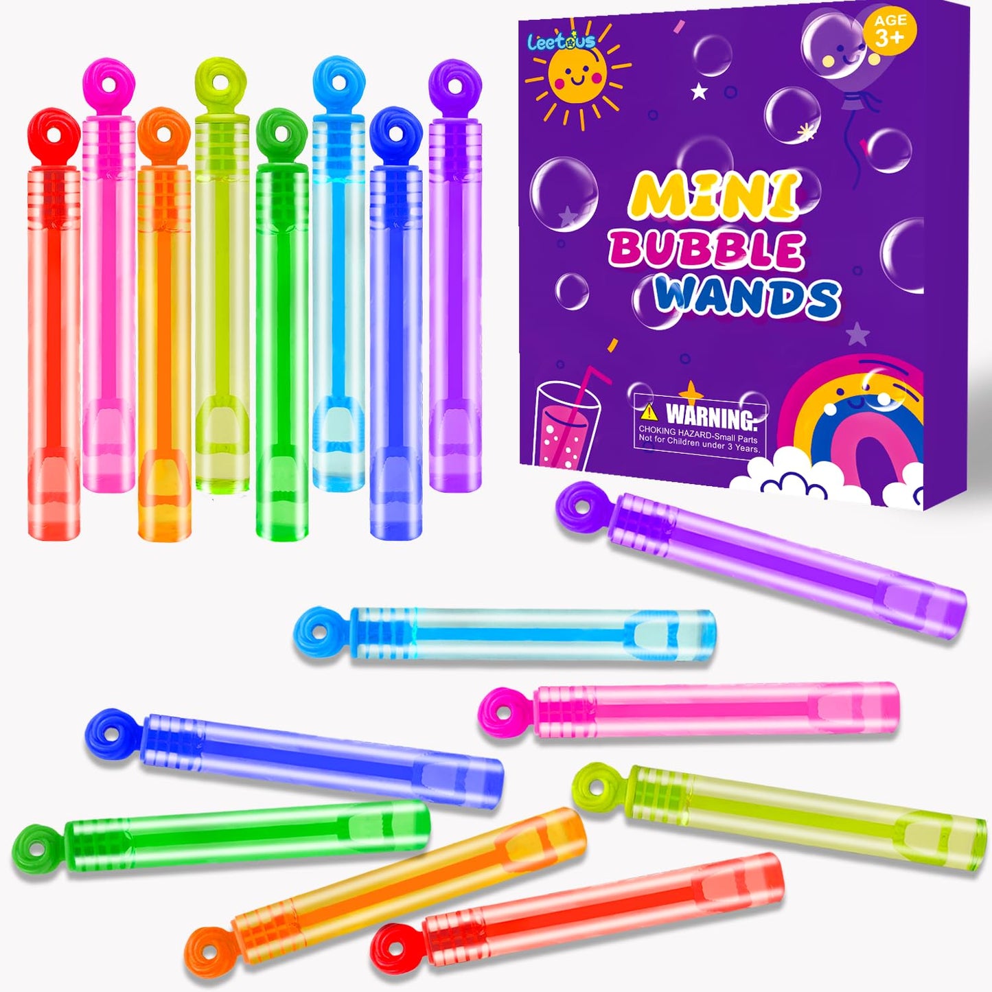 Party Goodie Bag Stuffer Fillers for Kids, 32 Pack Mini Bubble Wand Toys Gifts for Toddlers, Small Pinata Birthday Camping Wedding Party Favors Supplies, Classroom School Stuff Prizes Treats Non Candy