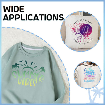 Gradient Heat Transfer Vinyl - 12 Sheets 12 x 10 Inches Bright Ombre Heat Transfer Vinyl Rainbow HTV for T-Shirts DIY Patterned HTV Vinyl Compatible with Sillhoutte Cameo and Cricut