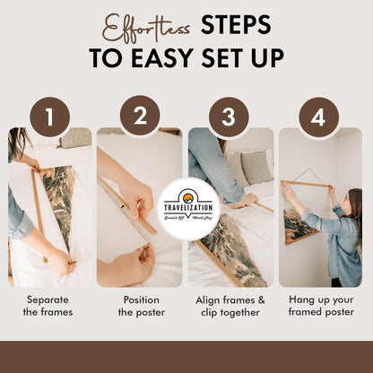 Magnetic Poster Hanger 18” Poster Frame with Strong Magnets, Complete Hanging Kit for Posters, Art, Maps, and More, Fits 18x18, 18x20, 18x24, and 18x30, Teak Wood