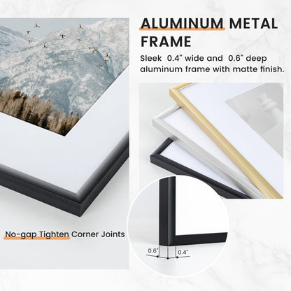 11x14 inch Black Metal Picture Frame - Set of 4 with High Definition Plexiglass and Premium Aluminum Alloy