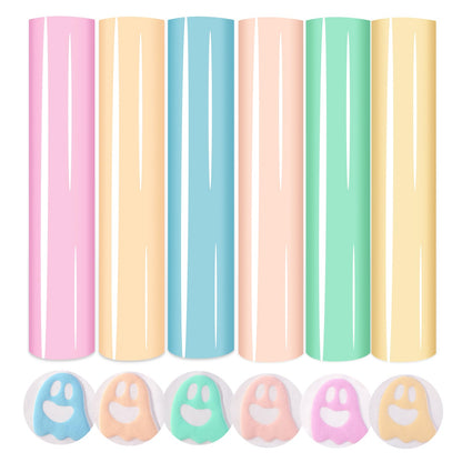 Puff Vinyl Heat Transfer -12'' x 10''6 Sheets Pastel 3D Puff HTV Iron On Vinyl Candy Color HTV Green Puff Heat Transfer Vinyl for T-Shirts