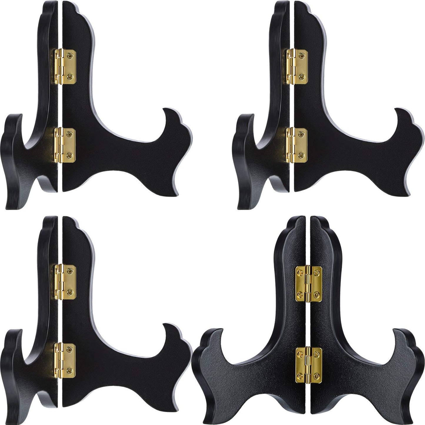 4 Packs Wooden Display Stand Decorative Plate Stands for Display Picture Frame Holder Easels(Black,4 Inch)