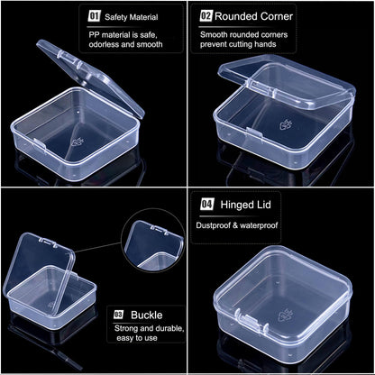 Bead Organizer Box, 30pcs Small Clear Plastic Storage Containers, Craft Storage Box Features Hinged Lid and Labels, Mini Boxes for Bracelets, Jewelry, Diamonds, Clay Beads, Screws, Seeds, Small Parts