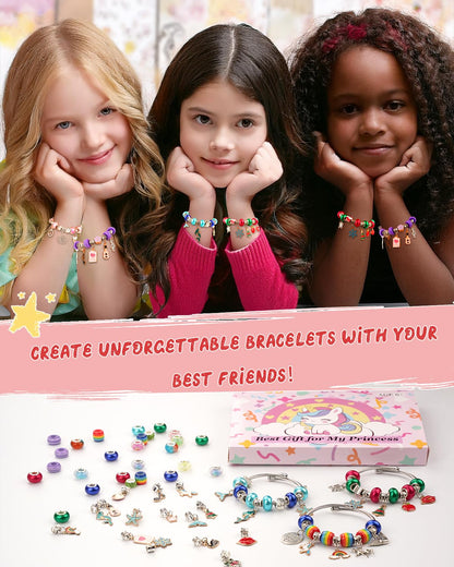 Charm Bracelet Making Kit, Jewelry Making Kit Trendy Stuff for Kids Ages 6-12, Unicorn Toy Cute Stuff for Teen Girls Gifts Birthday Gift, Crafts for Girls 6 7 8 9 10 11 12 Year Old