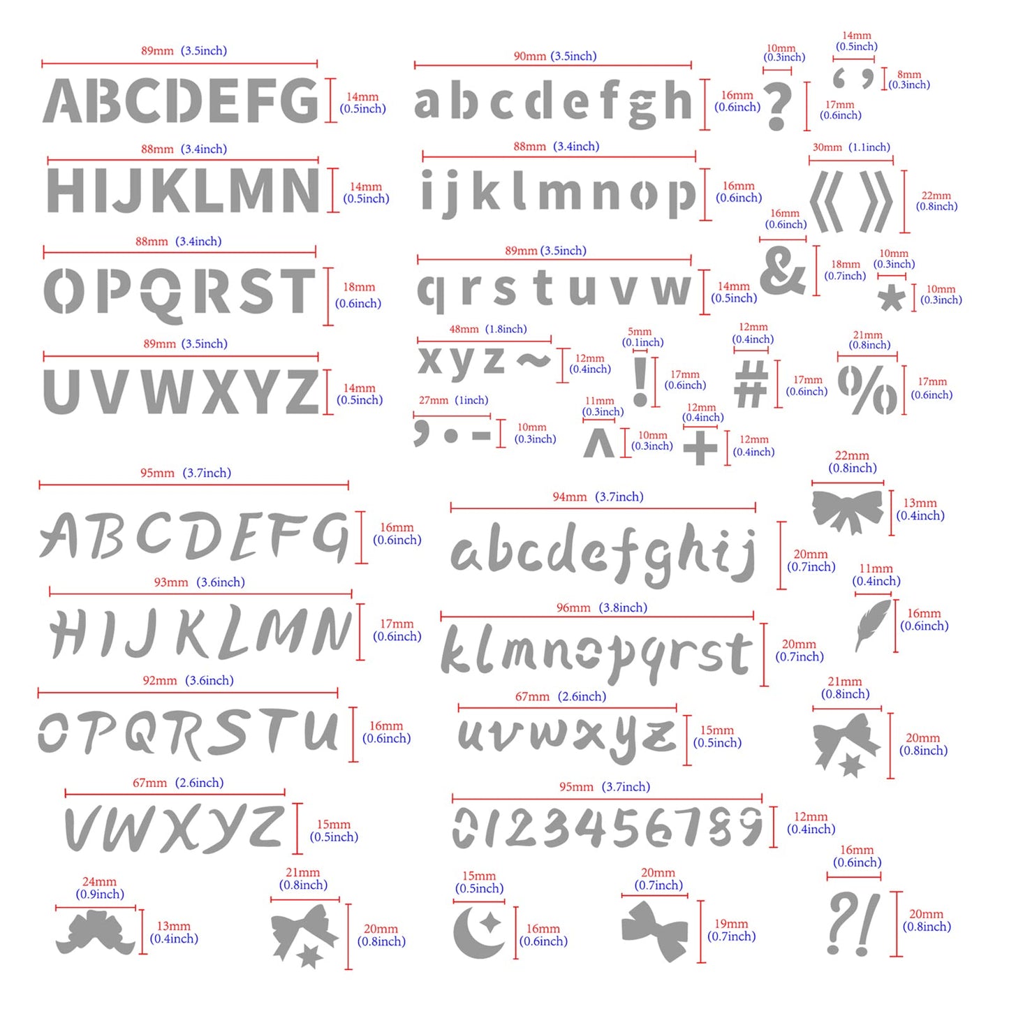 4PCS 4x7 Inch Metal Engraving Stencils Letter Number Metal Stencils for Wood Carving, Drawings and Woodburning, Engraving and Scrapbooking Project