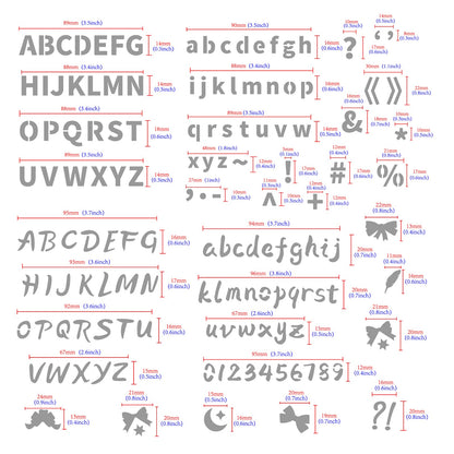 4PCS 4x7 Inch Metal Engraving Stencils Letter Number Metal Stencils for Wood Carving, Drawings and Woodburning, Engraving and Scrapbooking Project