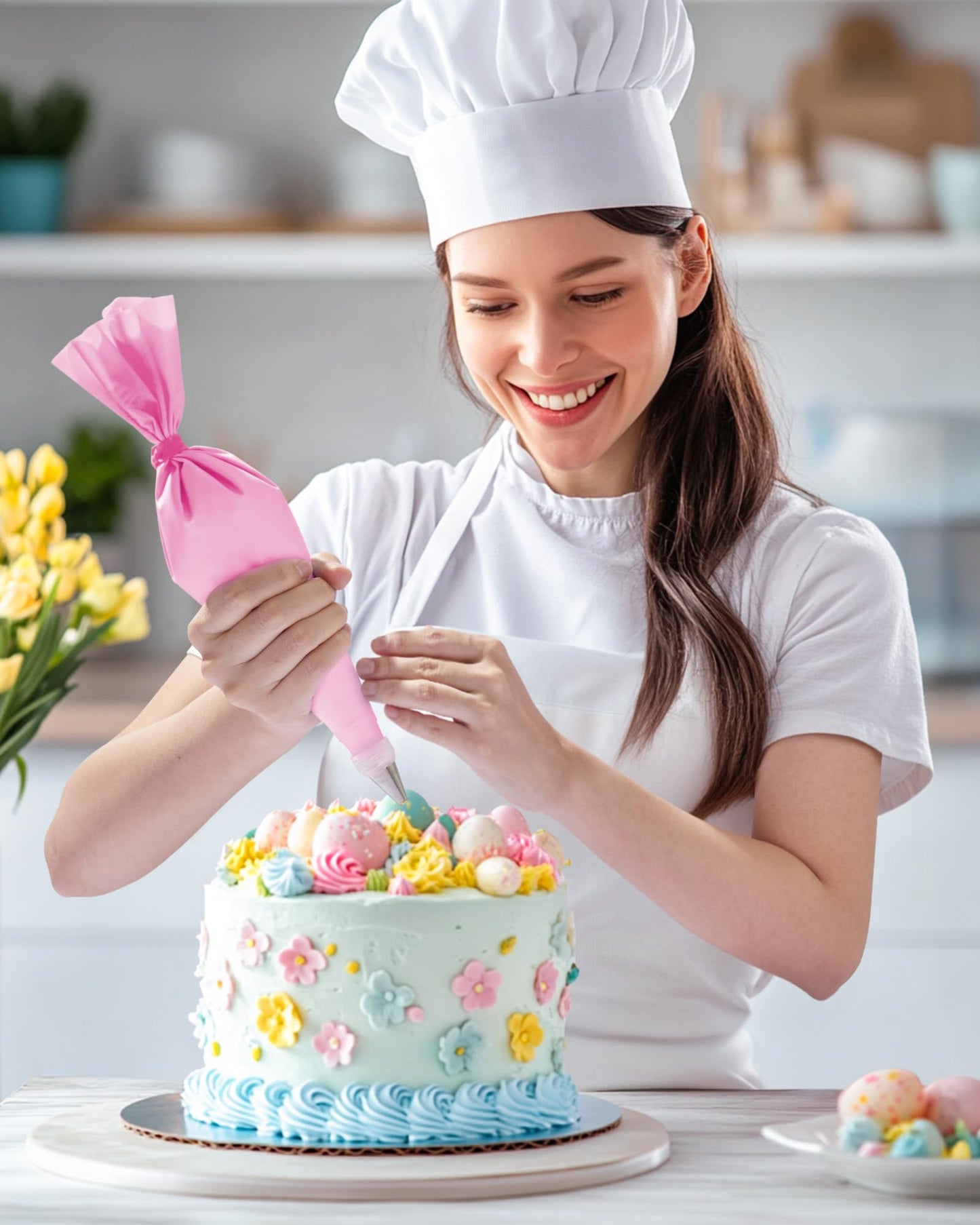 32-Piece Piping Bags and Tips Set with 24 Icing Piping Tips, 2 Reusable Pastry Bags 12 Inch, Reusable Piping Icing Bags and Tips, Cake Decorating Kit for Frosting Cookie, Cupcake