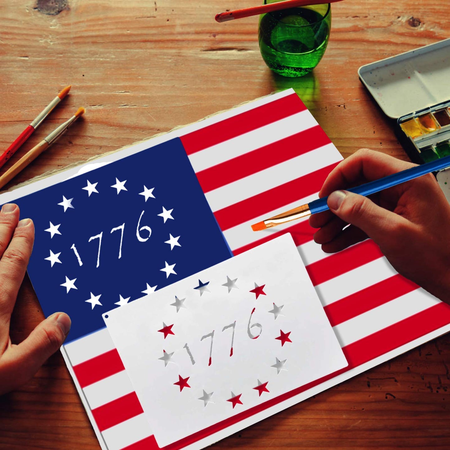American Flag 50 Star Stencils and 13 Stars 1776 Templates, American Flag Templates, Ideal for Painting on Wood, Fabric, Paper, Walls [6 Sizes, 2 Styles]