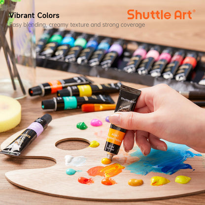 Acrylic Paint Set, 30 x12ml Tubes Artist Quality Non Toxic Rich Pigments Colors Great for Kids Adults Professional Painting on Rocks Canvas Wood Clay Fabric Ceramic Crafts