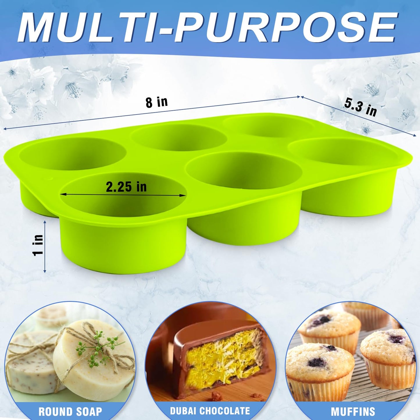 Oreo Molds Silicone, Non-Stick Round Chocolate Covered Oreos Mold for Candy, Cookies, Pudding, Soap, Jello, Set of 4 (Blue/Green)