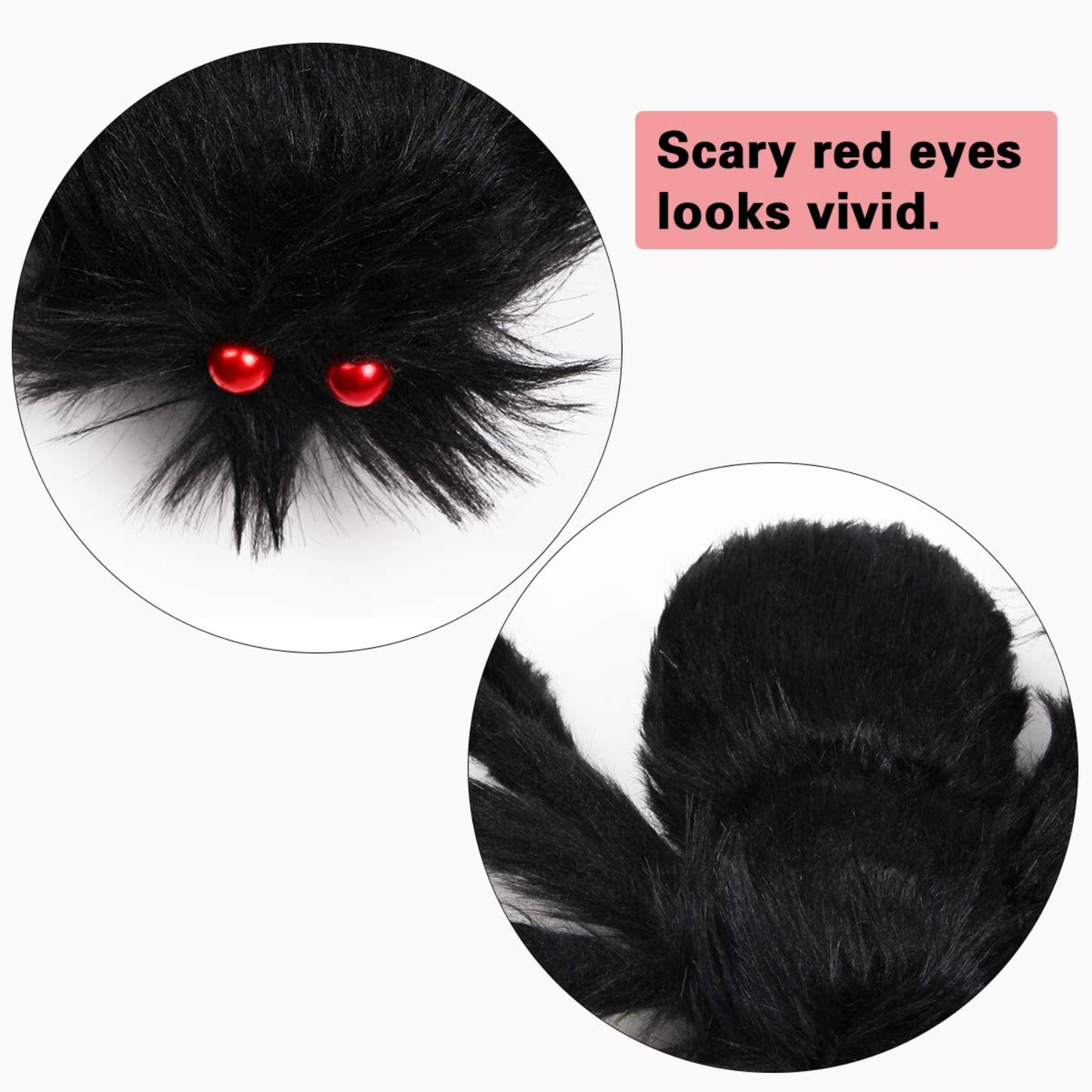 Halloween Giant Spider 6.6 Ft, Libay Outdoor Halloween Decorations Large Fake Hairy Spider Scary Furry Spider Props Outside Yard Creepy Decor, Black