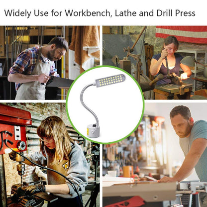 Sewing Machine Light LED Sewing Lighting (30LEDs) for Workbench Lathe Drill Press Flexible Gooseneck Arm Work Lamp with Magnetic Base 2Pcs Mounting Dics + 2 Pcs 3M Sticker