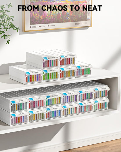 Diamond Painting Storage, 4 Pack Stackable Bead Organizer 140 Slots Individual Containers with Diamond Art Accessories and Tools for Beads Nail Pill Rhinestones Seed